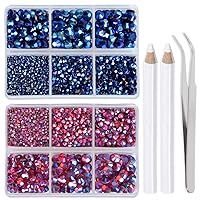 Vista 41 de LPBeads 6400 unidades de diamantes termoadhesivos de 12 colores con parte trasera plana, 5 tamaños mixtos, gemas de cristal redondas con pinzas