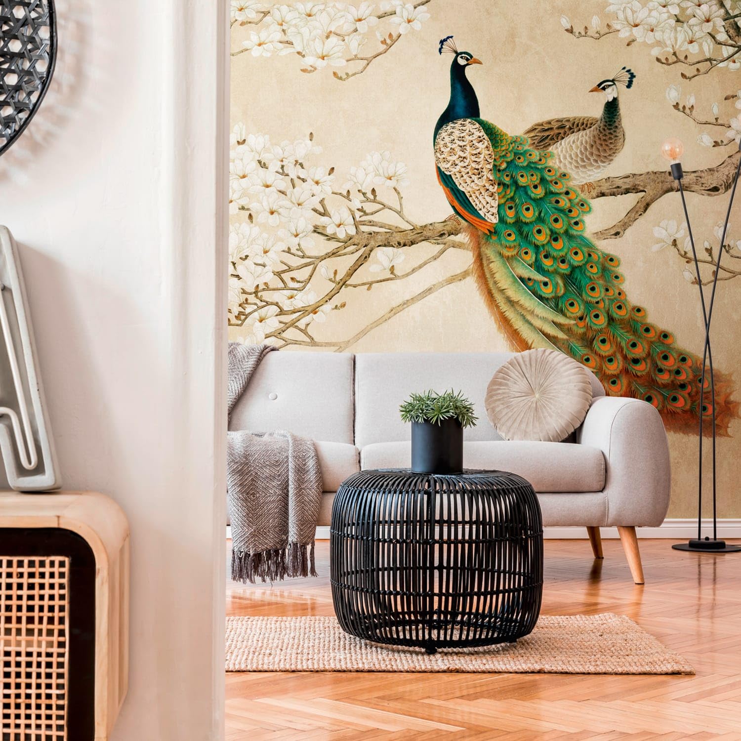 Papier peint motif d'oiseau anti-fissure intissé pour masquer les défauts
