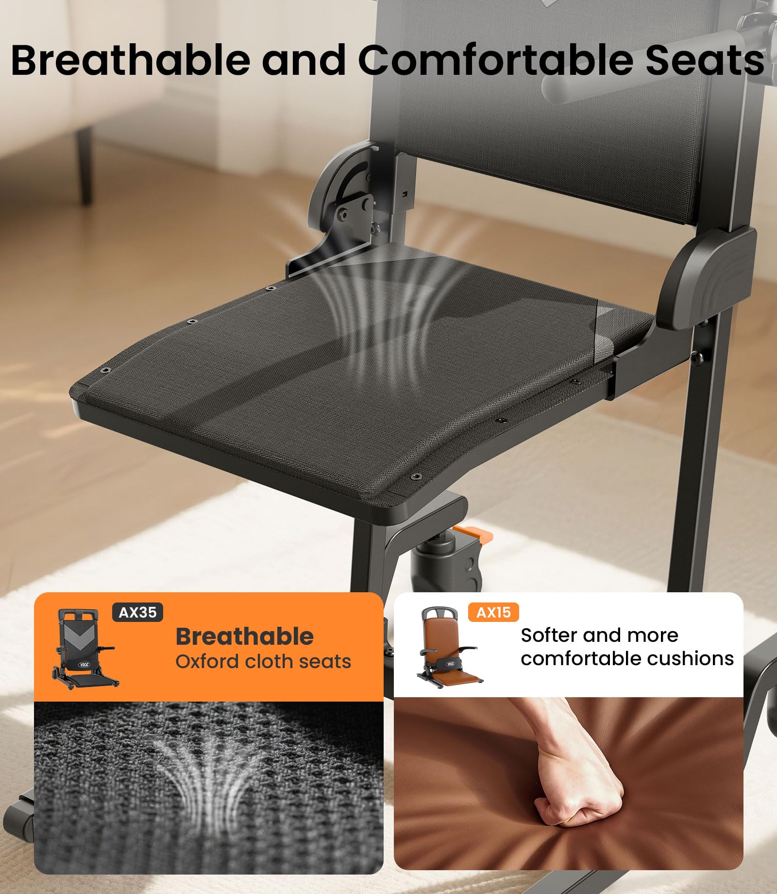 VOCIC Electric Chair Lift Get Up from Floor Movable with 4 Wheels Portable Rolling Chair Lift with T-Stabilized Base Short-Distance Transport Lift for Elderly from Floor Supports 350 LBS AX35 product thumbnail 7