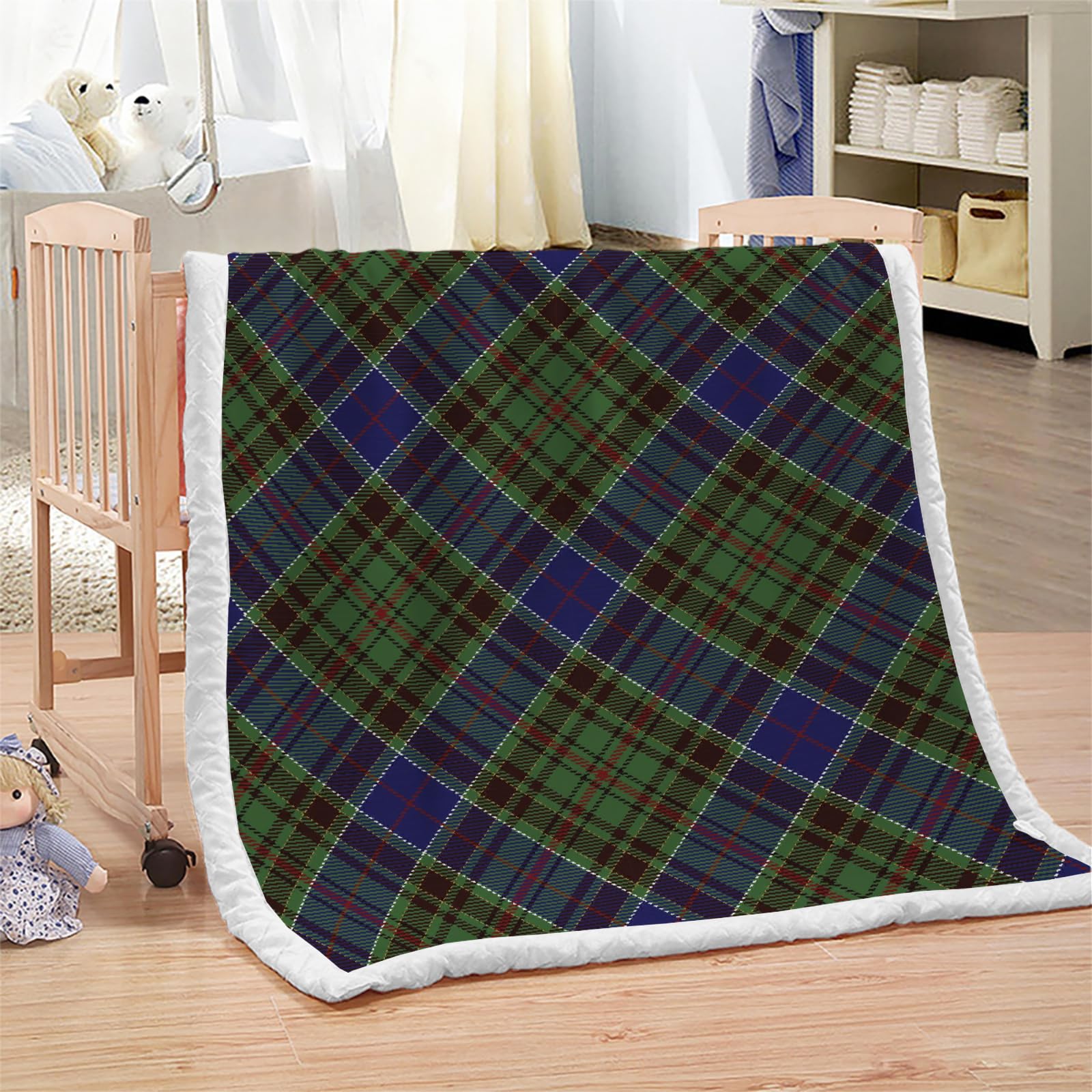 Treillis Couverture de Confort 130X150 cm 3D Plaid Couverture Treillis Microfibre Chaud Doux Jeté de Canapé Moelleux et Salon Chambre Sherpa Blanket（Style 39-10）