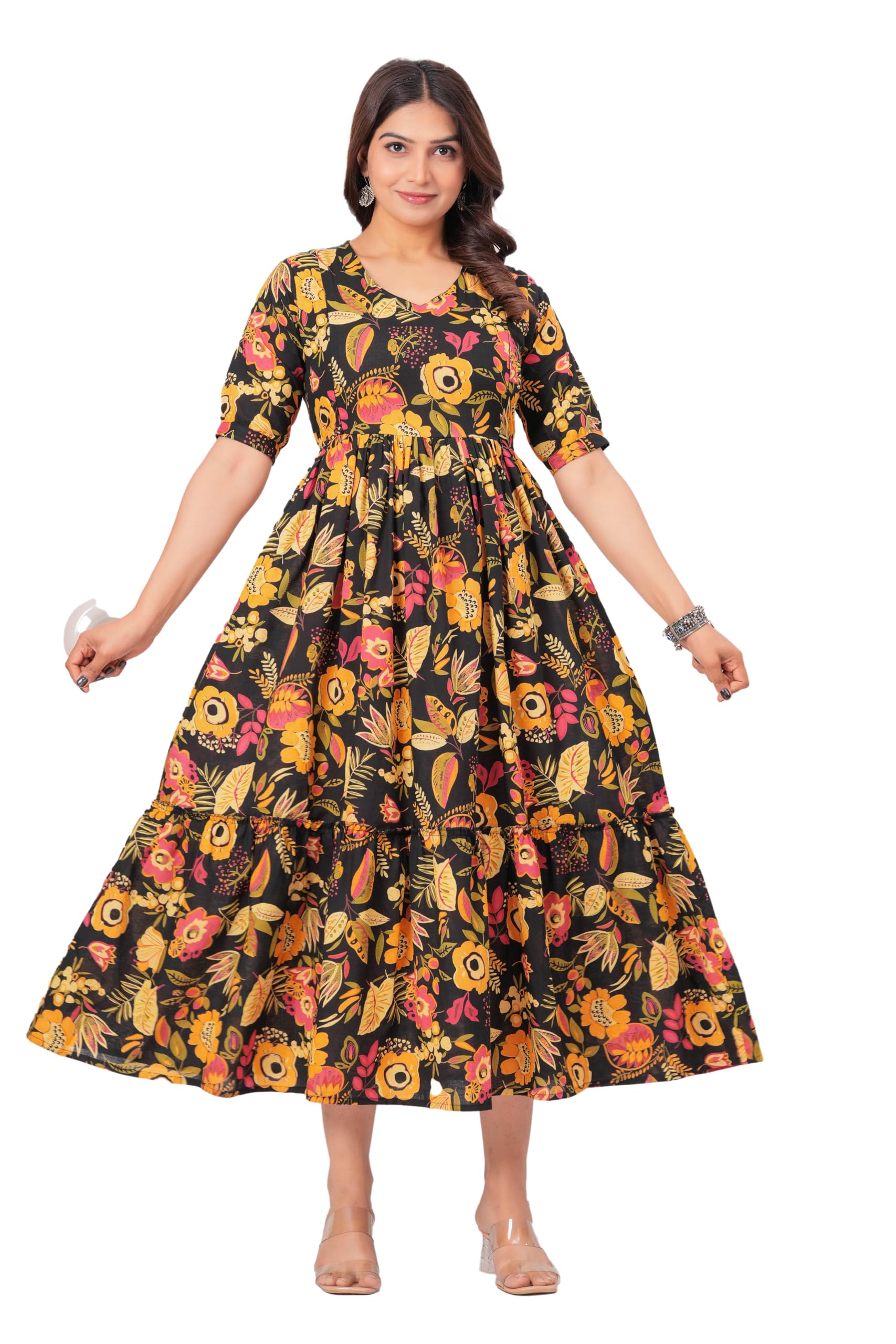 Women Cotton Anarkali Floral Printed Maternity Kurta Feeding Comfortable Kurta Zipper & Dress for Pregnant Women's Printed Feeding Dress for Women's. Multicolour-image-12