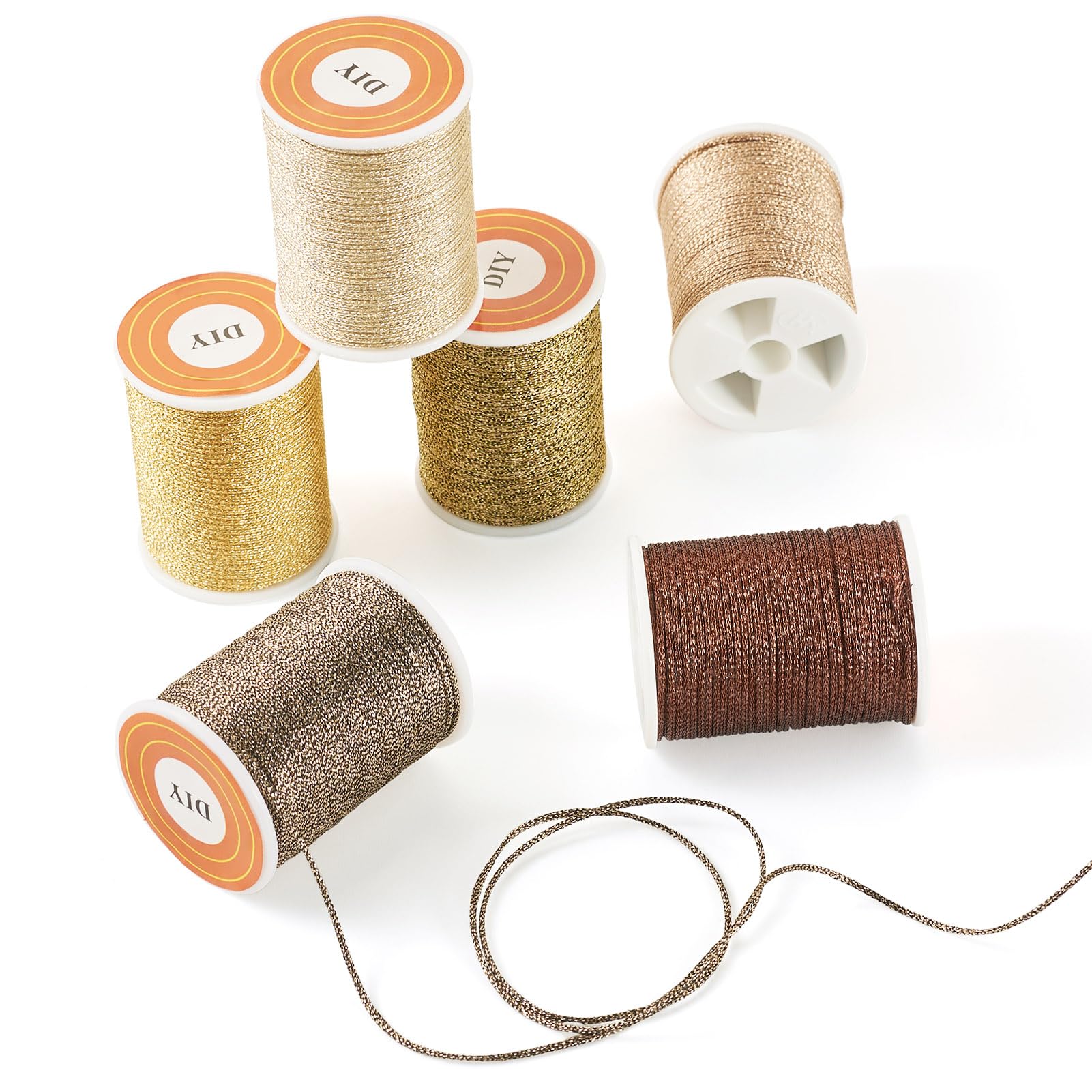 Spritewelry 42M 6Colors Polyester Metallic Thread 1mm Glitter Jewelry Braided Thread Cords Beading String for Crafts Embroidery Friendship Bracelet Making - Image 3