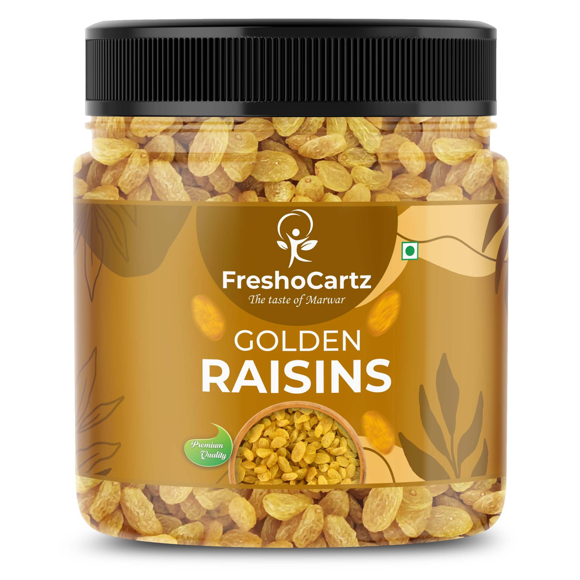 FreshoCartz Premium Golden Raisins | Dried Grapes | Daakha | Daakh | Golden Kismis | Golden Dakh | Healthy Dry Fruit - Jar Pack (250g (Pack of 1))