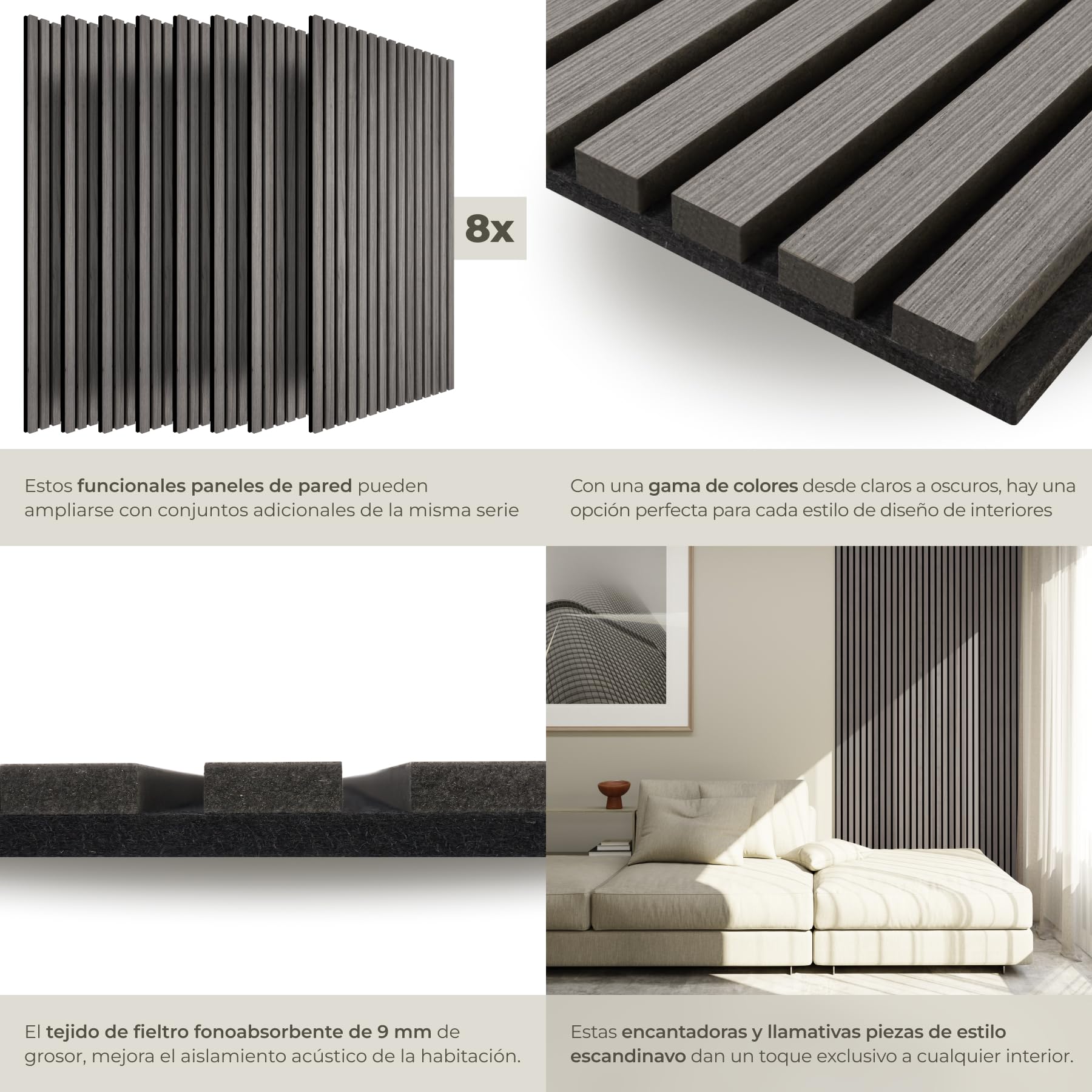 tectake® Paneles Acústicos 120 X 60 X 1,1 Cm, Chapa de Madera Auténtica
