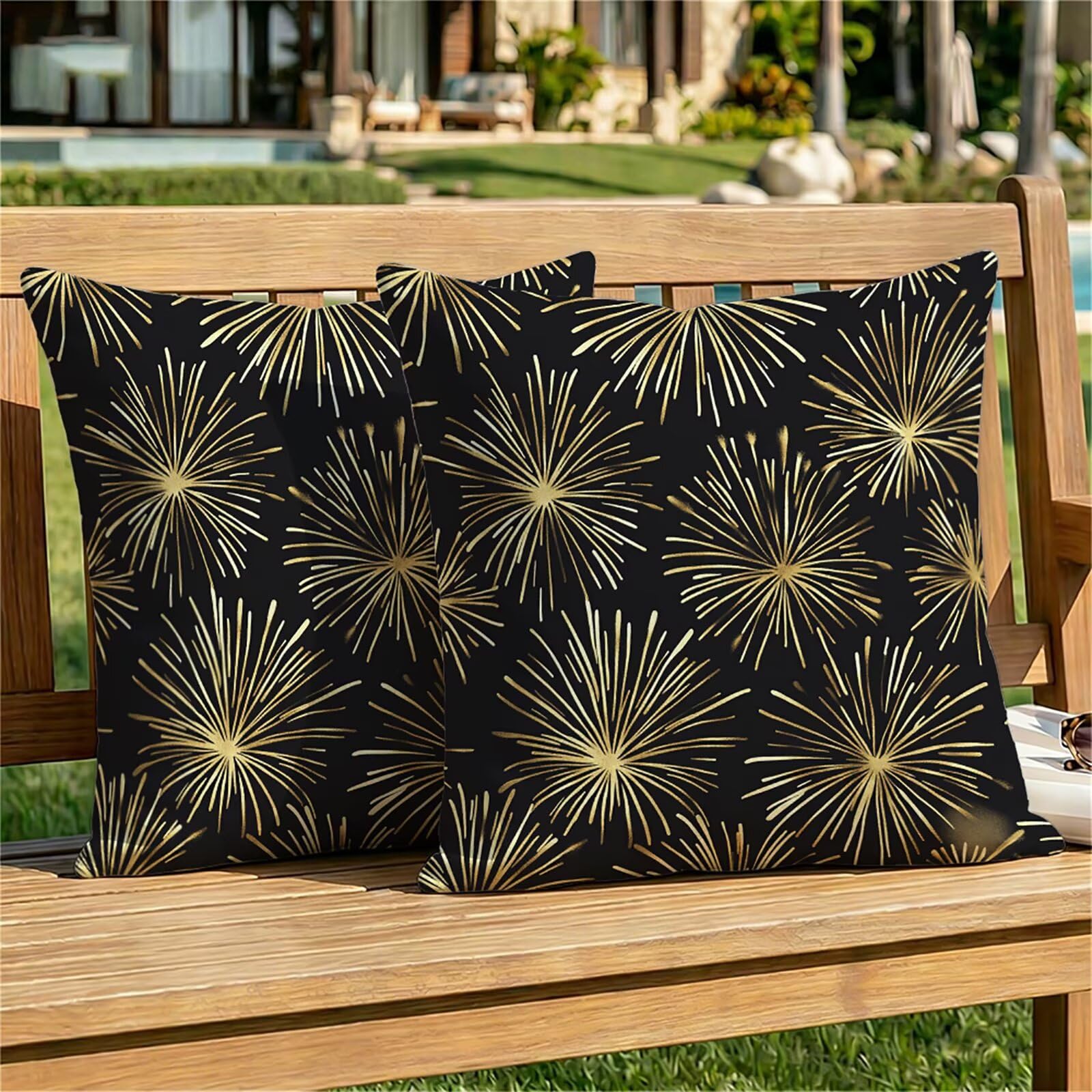 Federe Cuscini Divano 65x65 cm Oro Cuscino Divano Velluto Decorativo Set da 2, con Cerniera fuochi d'artificio Cuscini da Esterno Impermeabili Quadrato per Divani Camera de Letto Soggiorno Auto dj-731