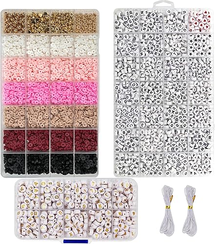 WangLaap Kit de más de 5200 cuentas de arcilla y cuentas de letras, 3 cajas de pulseras de amistad