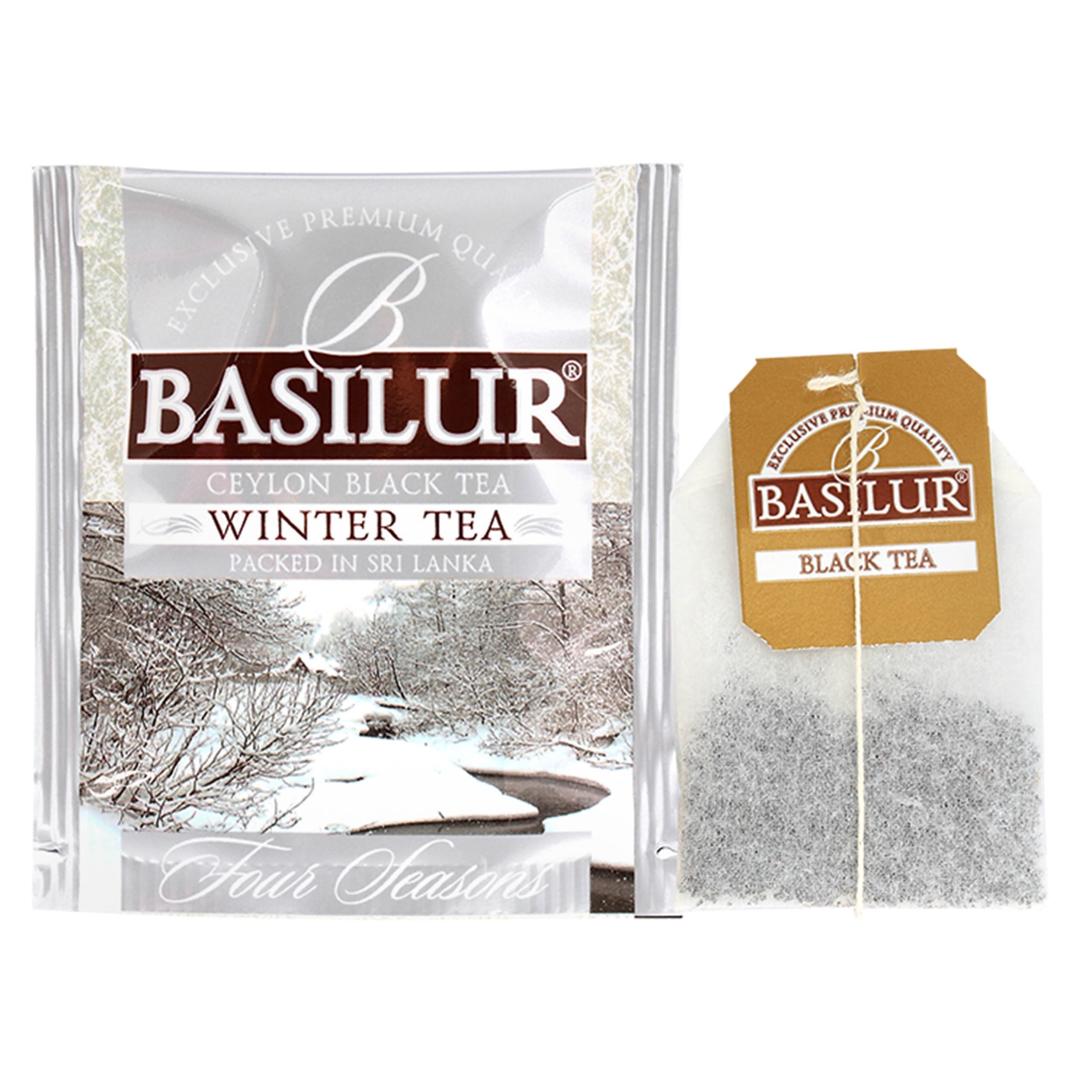 BASILUR Winter Tea- Czarna herbata cejlońska z dodatkiem owoców żurawiny w saszetkach, 25x2g, 12 paczek