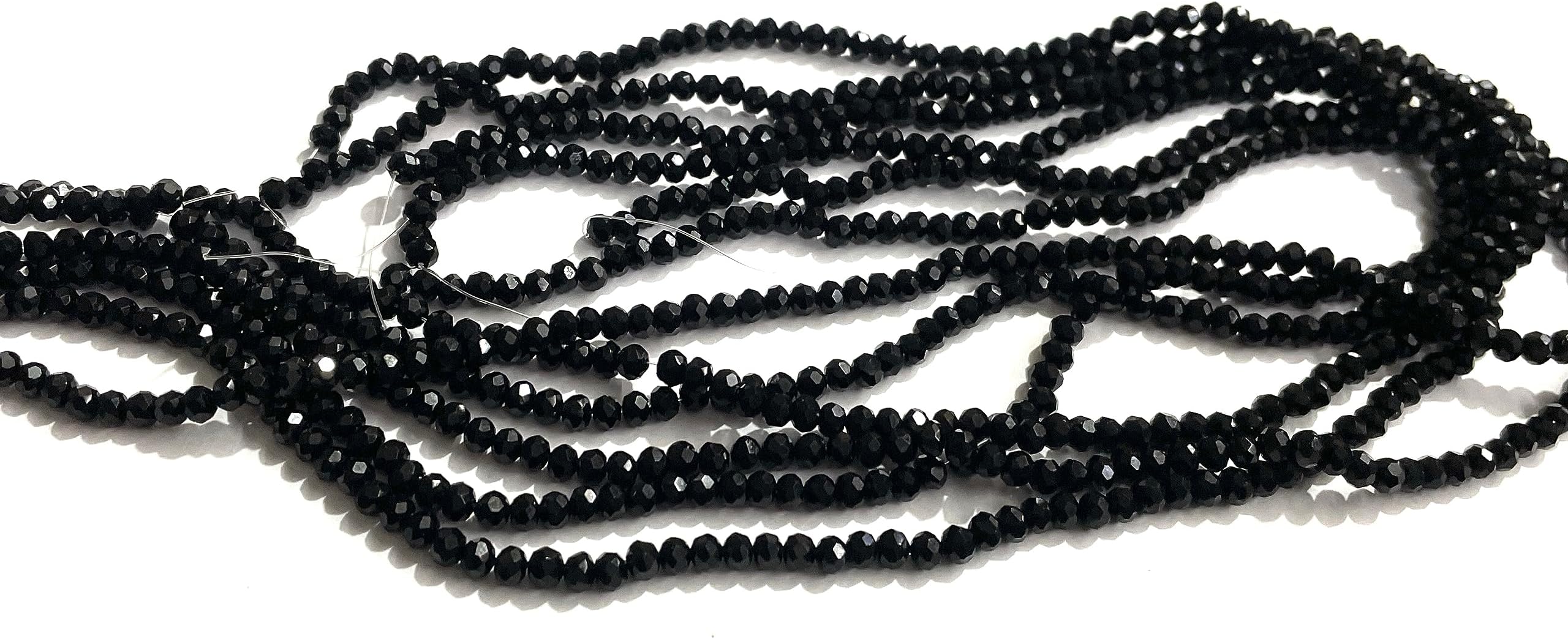 OMX 2mm, Rondelle/Tyre Faceted Crystal Beads (2 mm) 1000PC (6 Lines) for – Jewellery Making, Beading, Arts and Crafts and Embroidery. (Black)