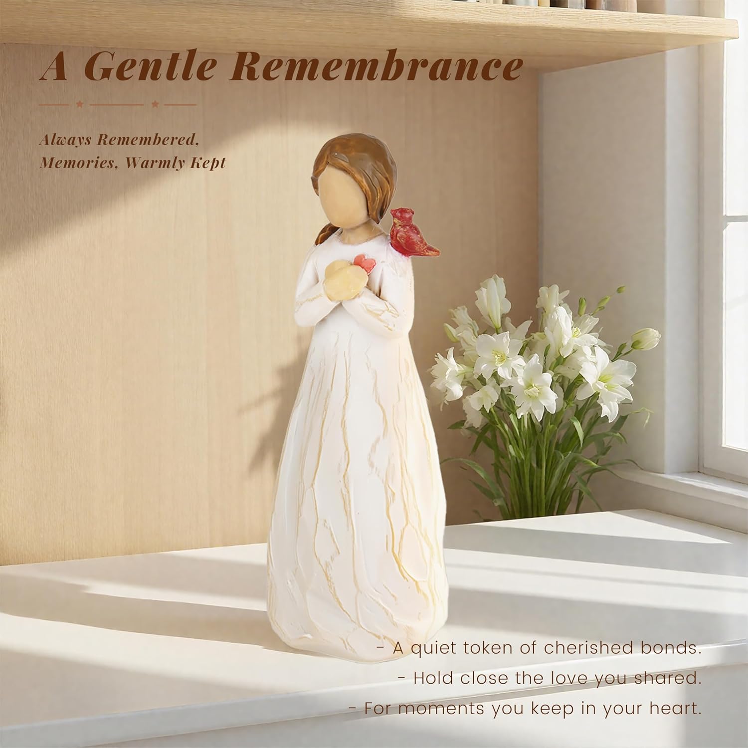 Cardinal Gifts for Women Angel Cardinal Figurine Decor Memorial Sympathy Gifts for Loss of Loved One Hope in Heart