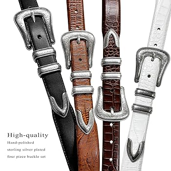 ●38comeoncommon● 20mm Italy Western Leather Belt Silver 50 20mm Italy Western Leather Belt (Silver) - 38COMEONCOMMON
