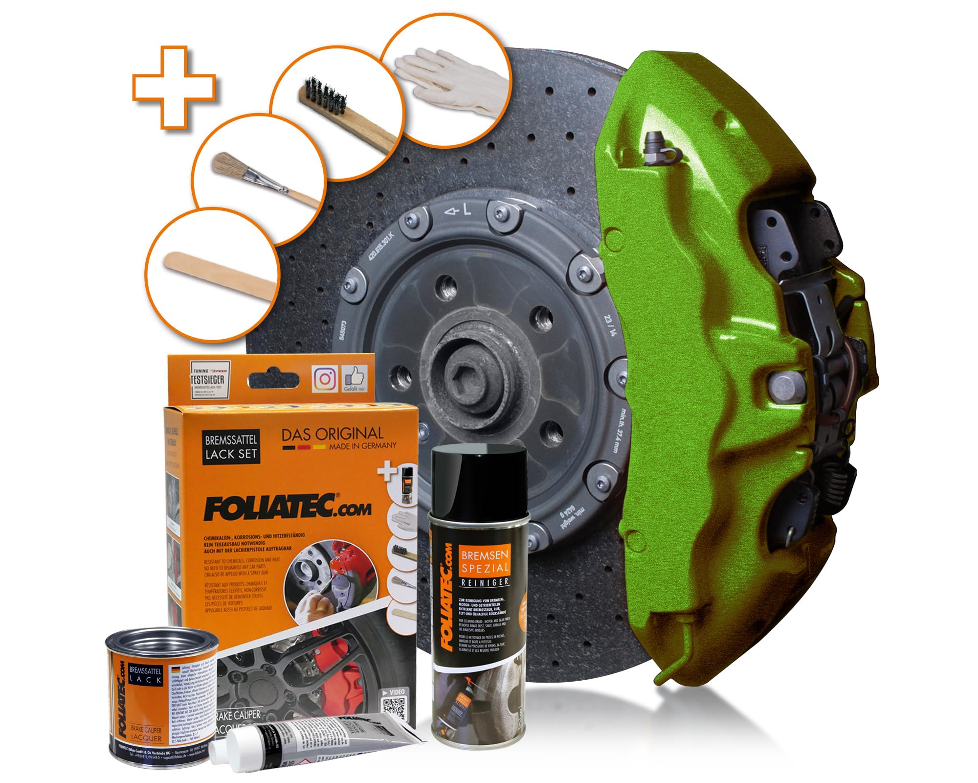 Foliatec Kit de peinture pour étriers de frein, Performance Green Metallic, jeu de 7 pièces