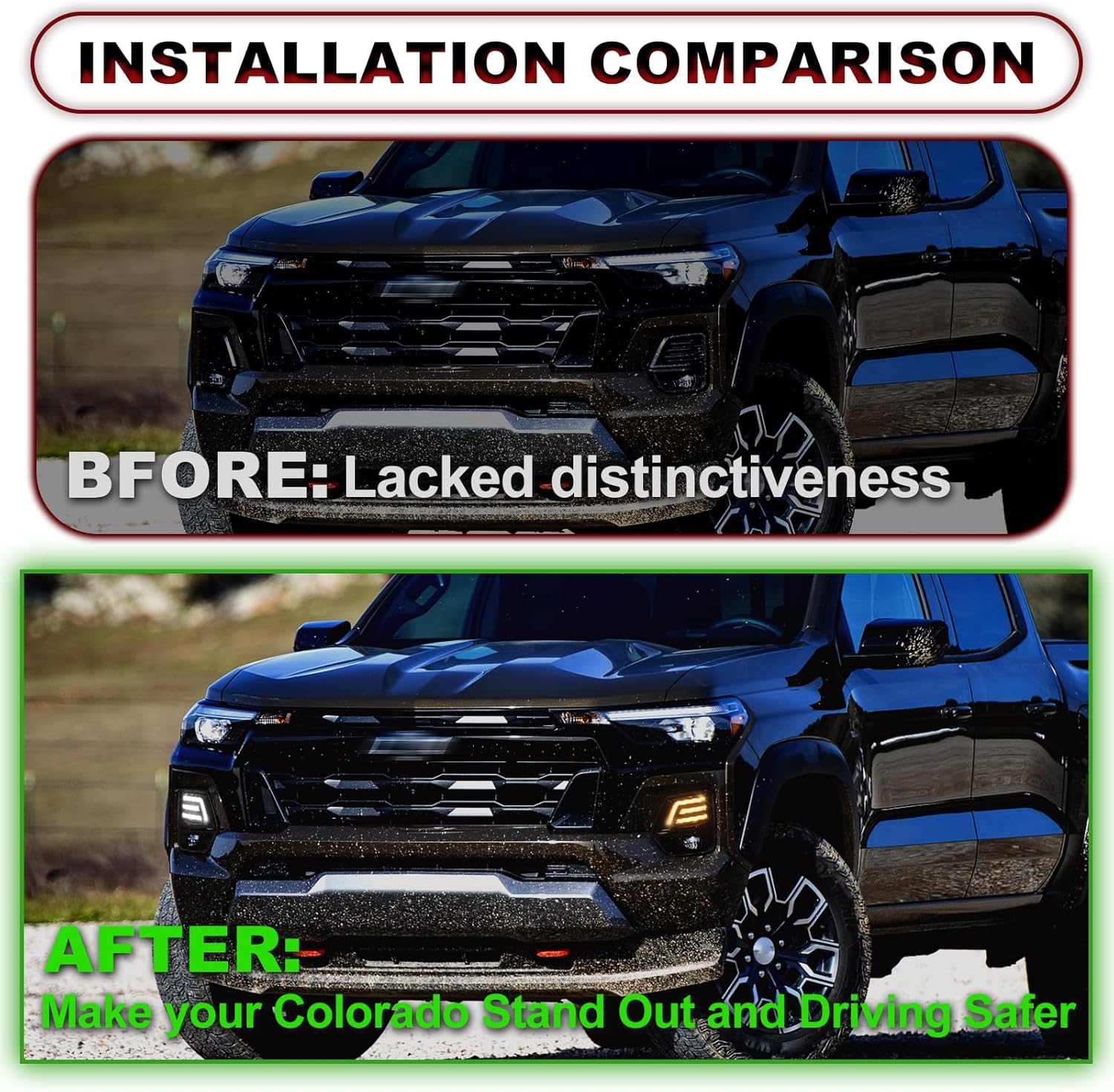 Led DRL Fog Lights For 2023-2025 2026 Chevrolet chevy Colorado WT LT Trail Boss Z71 Accessories Front Bumper Daytime Running Lights w Sequential Turn Signal (DRL2)