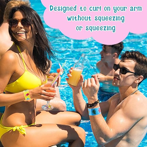 Miniatura 6 de 30 pulseras de flamenco con temática hawaiana, recuerdos de fiesta de flamencos, patrones coloridos, decoraciones de fiesta de Luau tropicales para