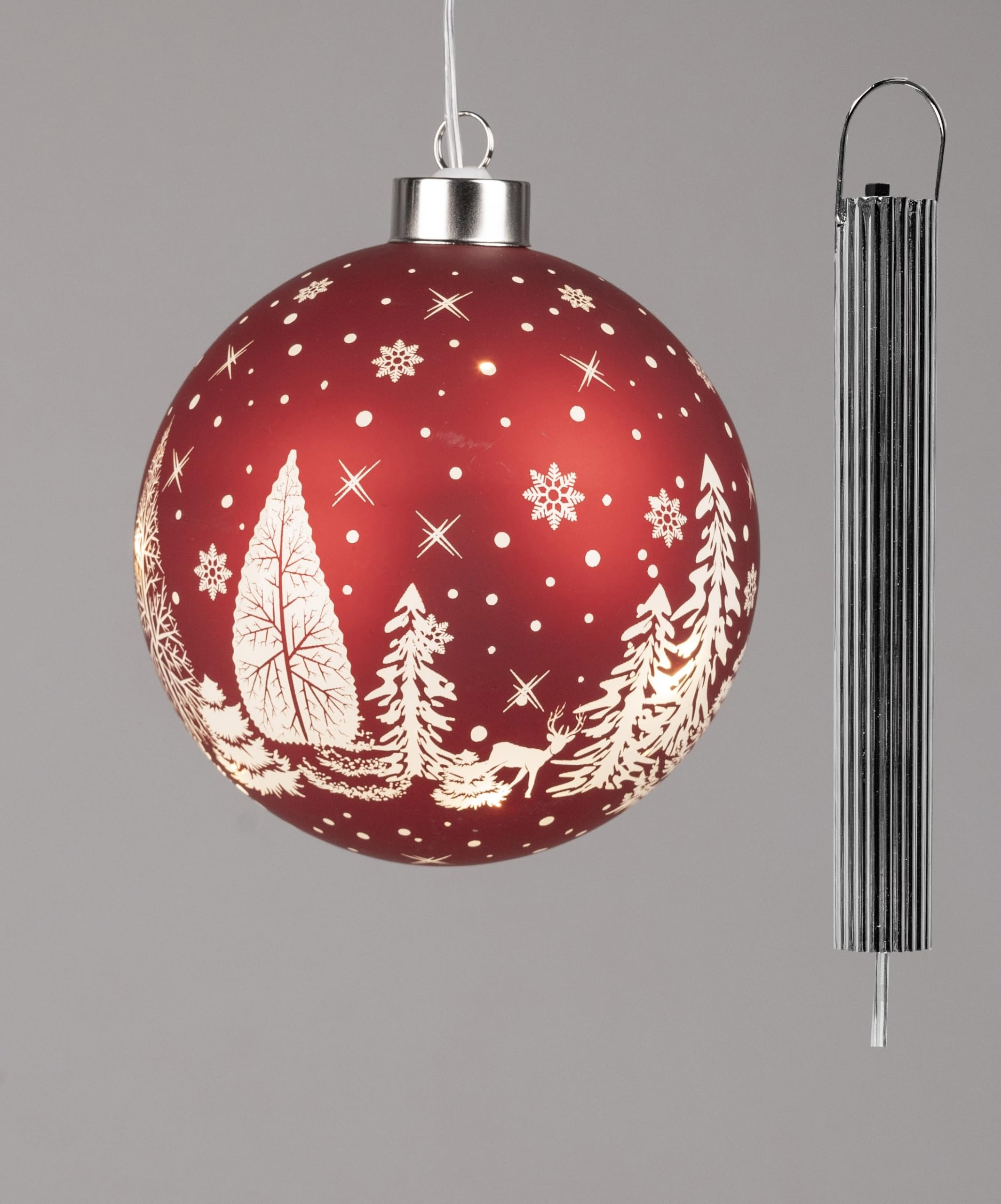 Deko Kugel Licht 15 cm hängend Rot Gold LED-Licht mit Timer Weihnachtskugel Weihnachten