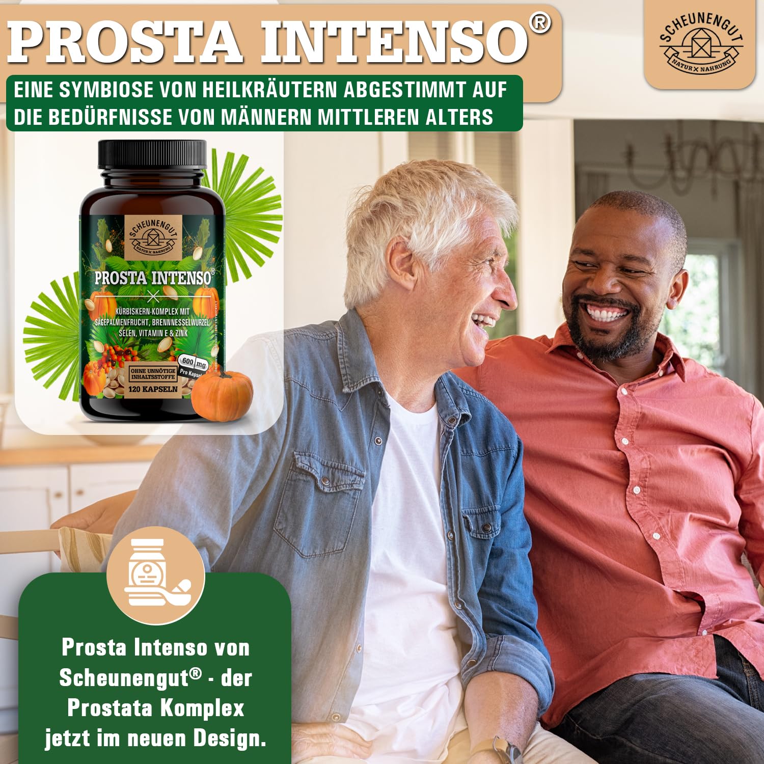 PROSTA INTENSO® Prostata Kapseln -WICHTIG: Markenkomplex mit Sägepalmenextrakt, Brennnesselwurzel, Kürbiskern, Zink, Selen DE SCHEUNENGUT®