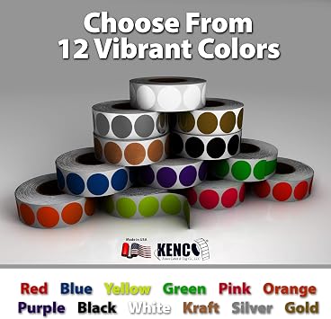 Kenco Color Coding Circle Dot Sticker Labels on a roll (Bright Green, 1 INCH 1000 Stickers)