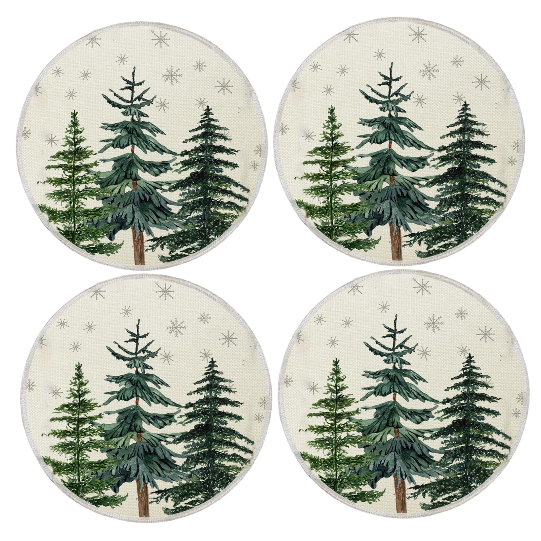 Set de table de plage Noël rond de 14 pouces antidérapant et isolé