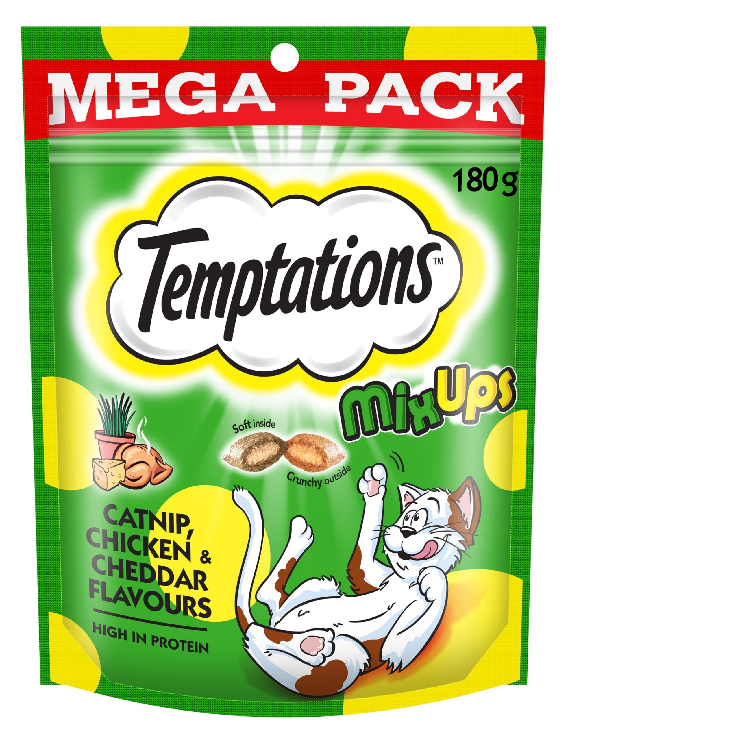 TEMPTATIONS Cat Treats Mixups Catnip, Chicken and Cheddar 180g Bag, 5 Pack