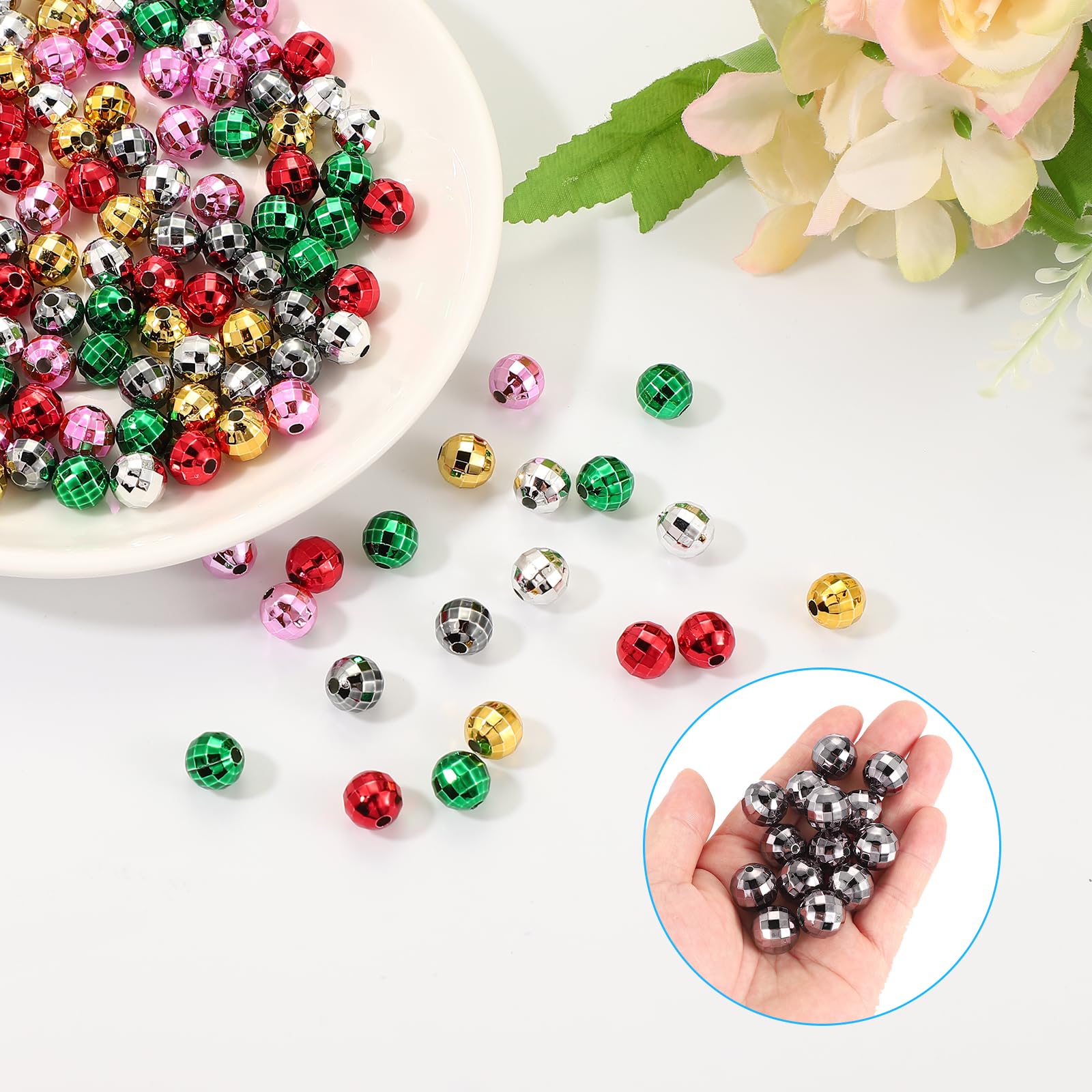 PATIKIL Disco Ball Beads, 50 Pcs 16mm Reflective Round Acrylic Mirror Ball Charm for Decoration DJ Party DIY Crafts Black - Image 3