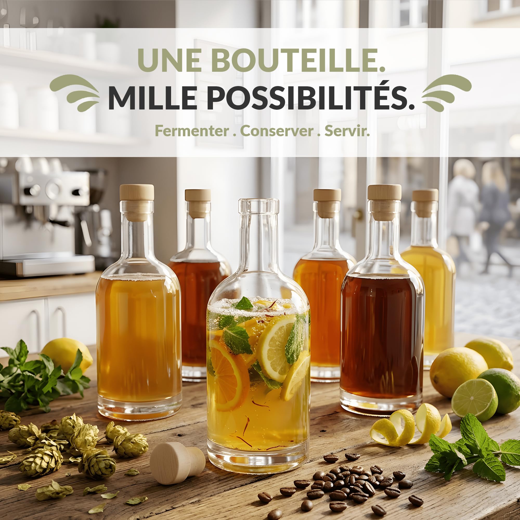 10 bouteille verre 500ml 0,5l – 500 ml lot bouteille en verre eau-de-vie rhum arrangé sirop liqueur verre nocturne bouchon hermétique