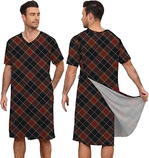Men's Hospital Gown Open Back - Reusable Patient Gown with Shoulder Tie Closure - Comfortable Hospital Gowns for Men