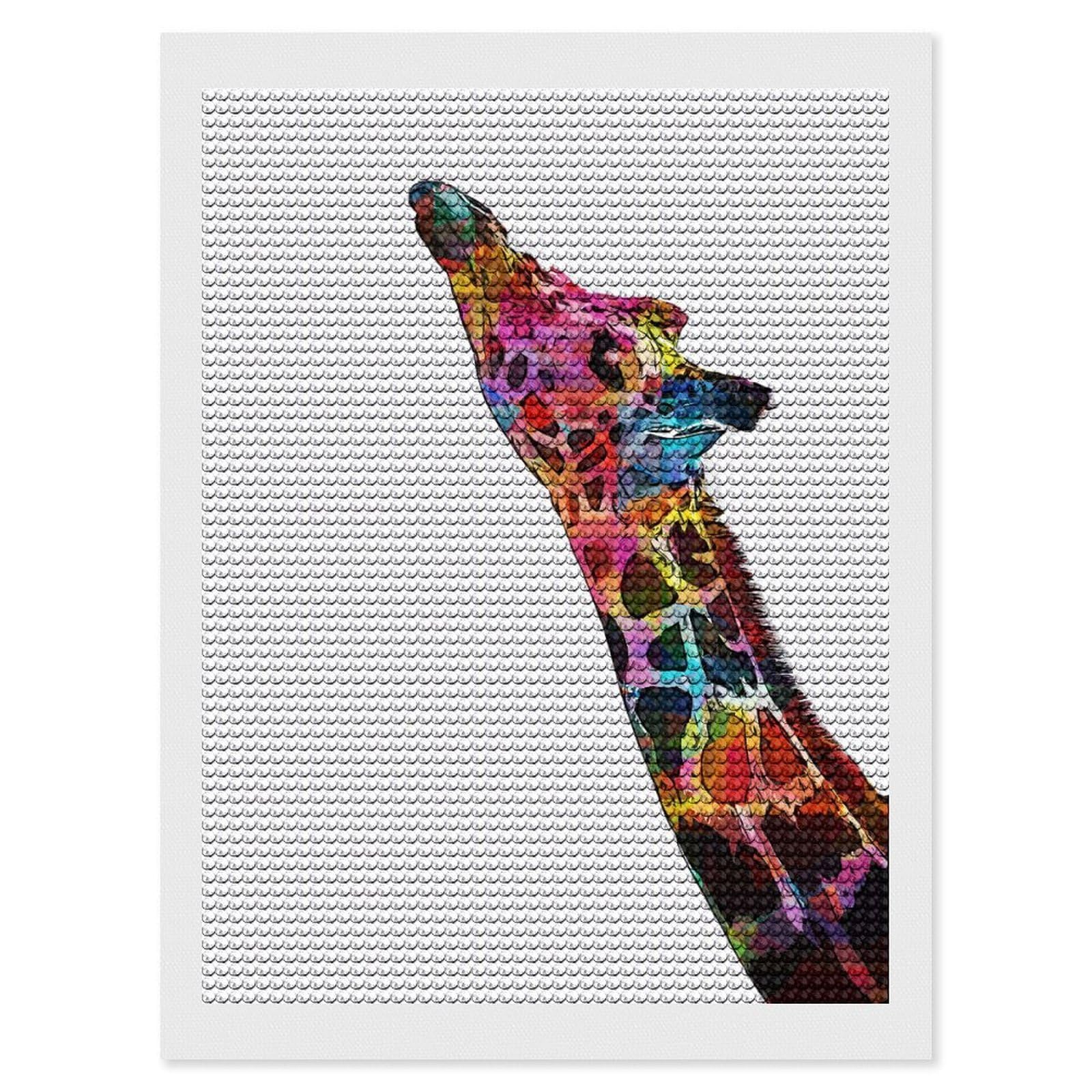 Junmoney Giraffe(5) Diamond Painting Kit 12"x16", Adhesive Canvas, Home Wall Decor, for Beginners, Birthday Gift, Full Kit Included