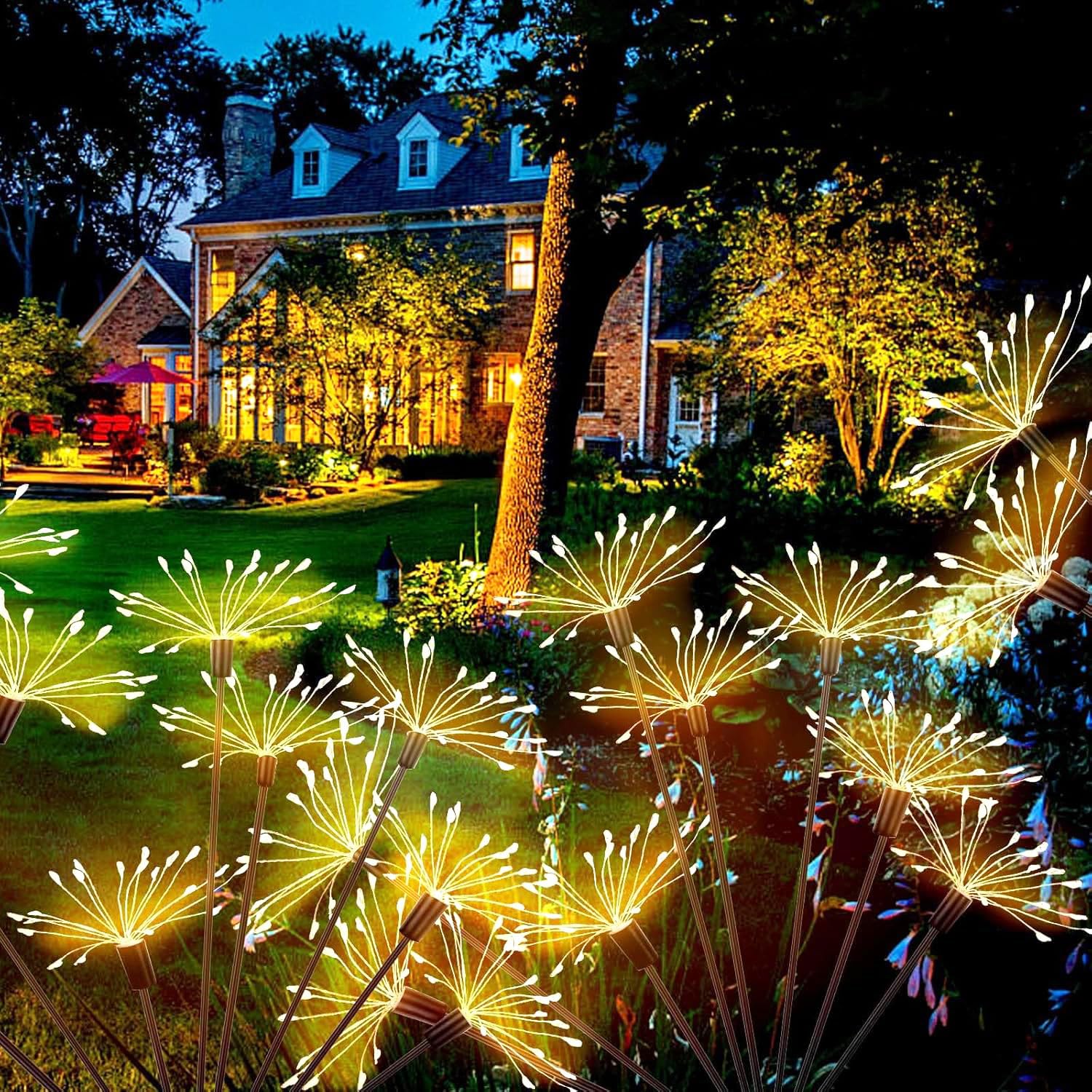 Annefly 2 Pack 160 LED Solar Garden Lights Solar Firework Lights with 8 Modes Waterproof Swaying Firefly Light for Outdoor Garden Patio Pathway Decor