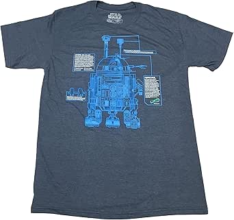 Camiseta Hombre Star Wars R2D2 Collage - Algodón Orgánico GOTS, Cuello Redondo, Manga Corta, Estampado Frontal Y Trasero, Talla Regular