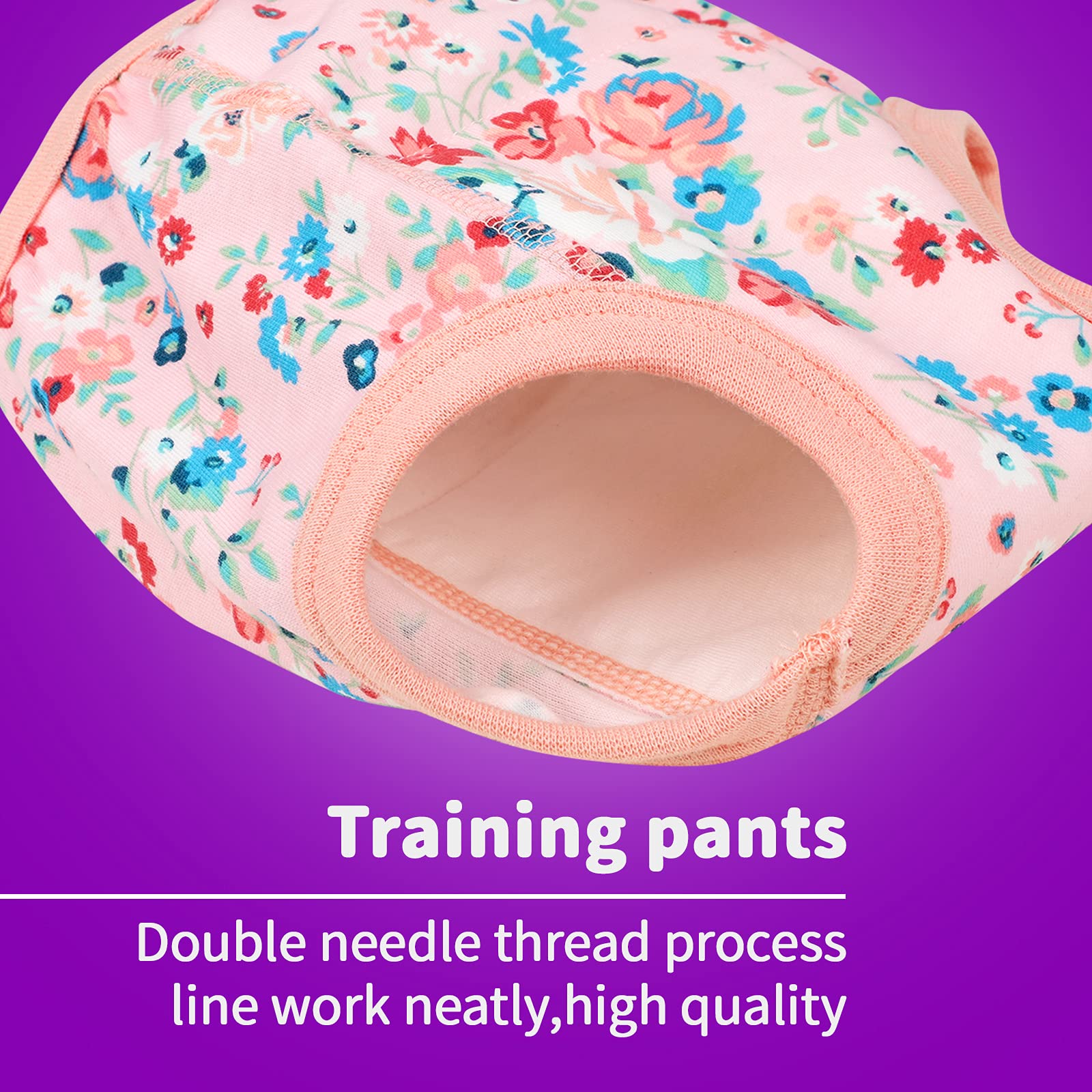 FLYISH DIRECT Potty Training Pants for Girls, 100% Cotton Potty Trainer Pants for Toddlers, Reusable Toilet Training Underwear, 8 Packs, Pink Flowers, 2 Years — view 6