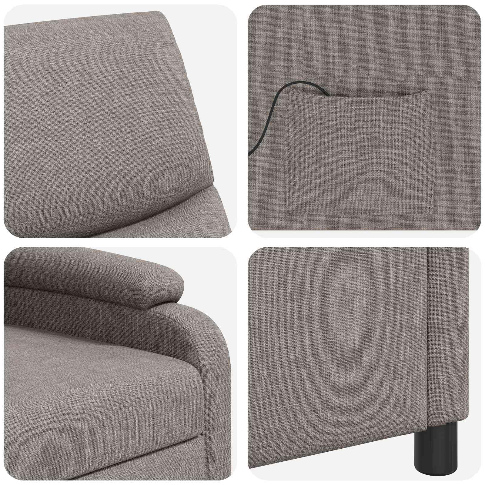 Fotel relaksacyjny w kolorze taupe z regulowanym oparciem 115-160