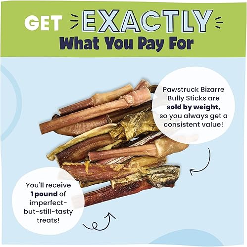 Miniatura 8 de Pawstruck Bizarre Bully Sticks para perro (por peso) Alimento ecológico para mascotas, a granel, huesos de Bullie naturales e inodoros hechos para