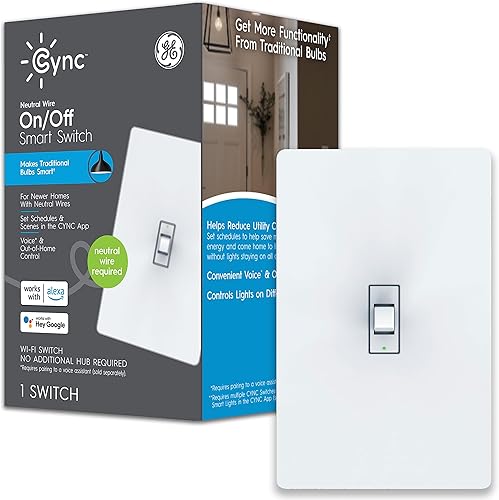 Miniatura 11 de GE CYNC - Interruptor inteligente de luz con botón de encendido/apagado, requiere cable neutro, interruptor de 4 cables con Bluetooth y Wi-Fi de 2,4