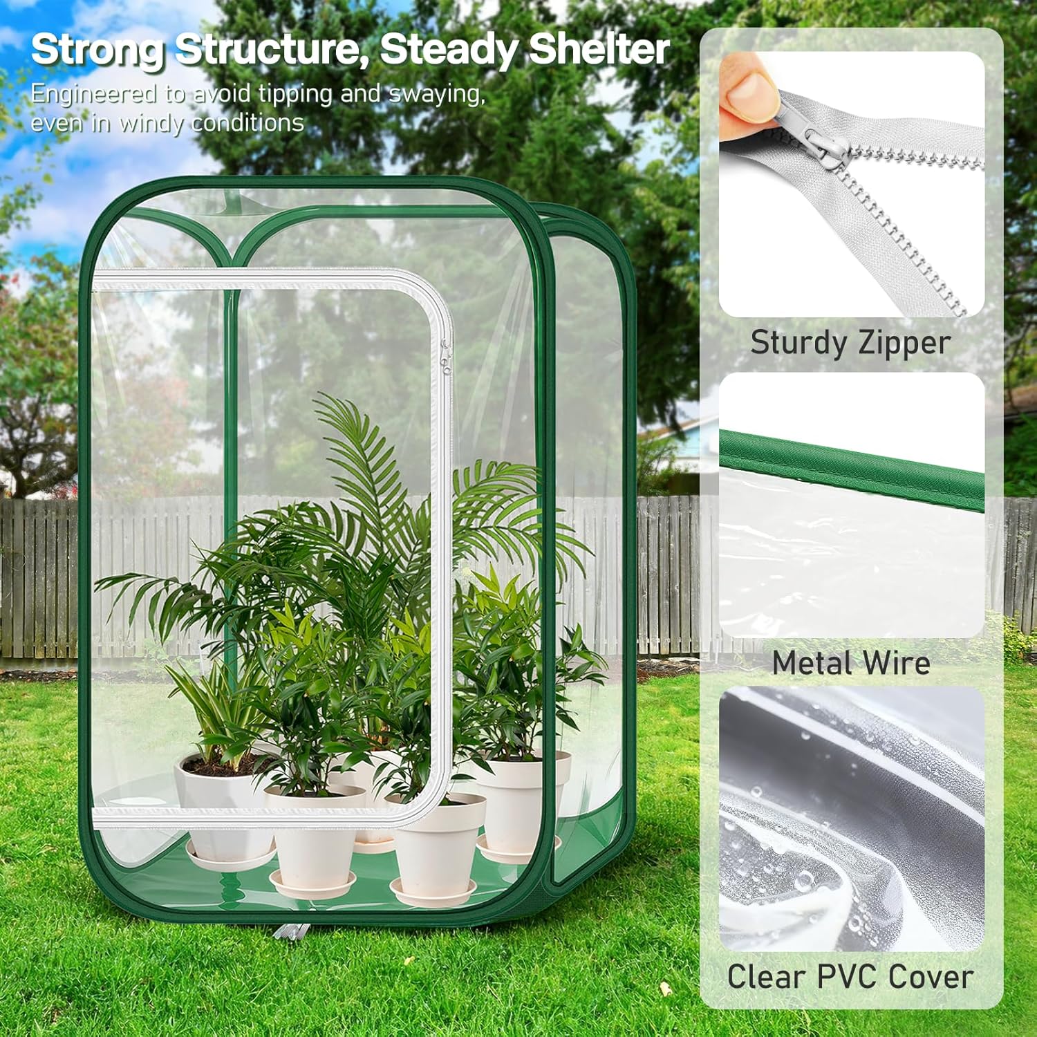 OnBrand 2-Pack 24.65" x 24.65" x 35.59" Pop Up Mini Greenhouse with Storage Bag & Zipper Door, PVC Indoor Outdoor Portable Greenhouse for Winter Plant Protection Backyard Garden Patio Balcony Porch