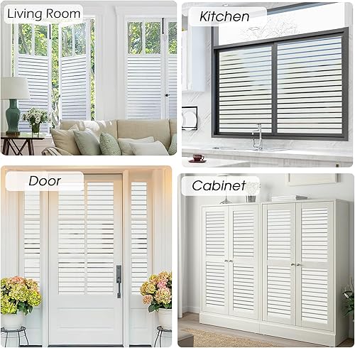 Miniatura 7 de Viseeko Película de privacidad para ventana, bloqueo solar, película de vidrio esmerilado, película de adherencia estática para ventana, adhesivo de