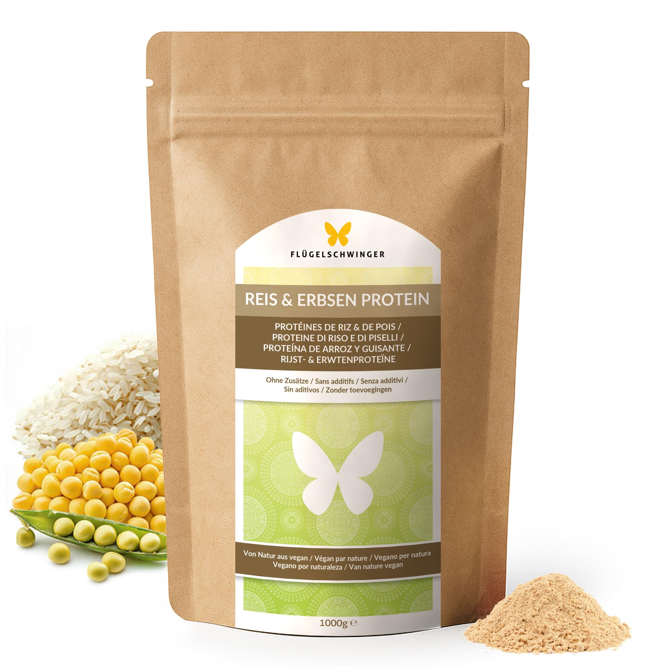 1 kg Proteine di riso & pisello 7:3, 83,8% proteine, senza additivi, 70% proteine di riso & 30% proteine di pisello, naturalmente vegano, senza lattosio & senza soia, gusto neutro (1000 g)