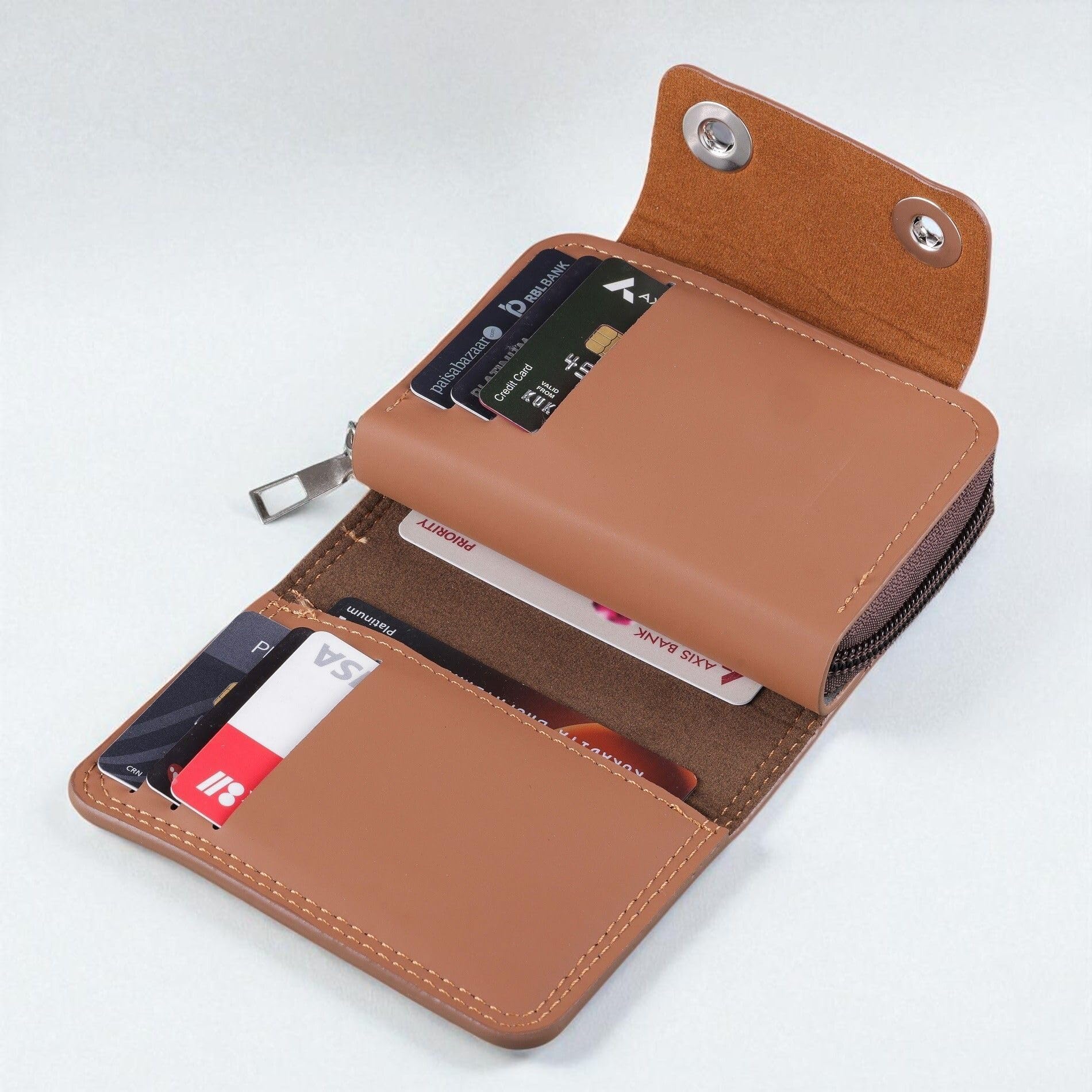 Slim Skinny Fit Card Wallet for Men and Women (SZNNeww Magnet Button BrownWG133330386)-image-40