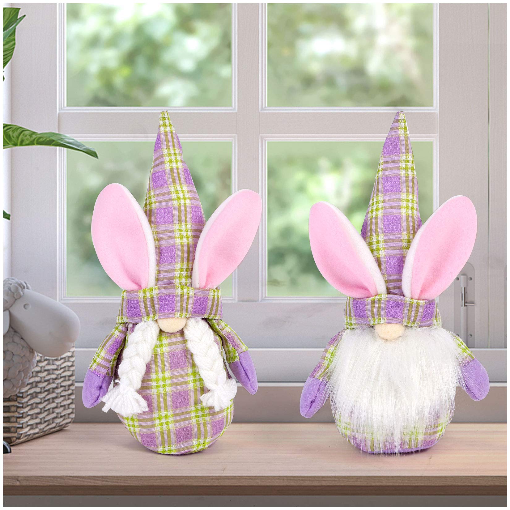Gnomes Décor Spring Bunny Gnome Plush Faceless Doll Room Decorations - Handmade Decoration Swedish Tomte Stuffed Doll Rabbit Gifts, Dwarf Household Ornaments Gifts for Kids (2pcs)