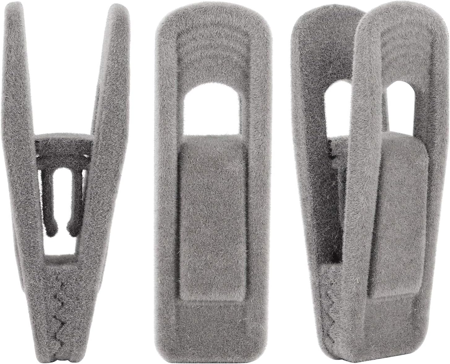 Tinfol Gray Velvet Hangers Clips Pack of 24, Pants Hangers Velvet Clips