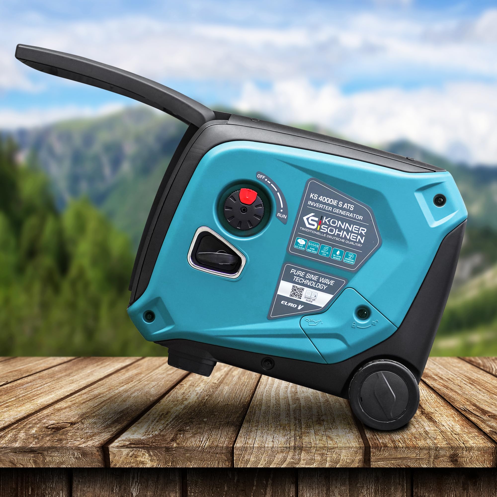 Könner & Söhnen KS 4000iE S ATS Inverter-Generator 4000 W, stromerzeuger mit eingebautes ATS-System,notstromaggregat mit Schallgedämmtes Gehäuse,stromgenerator mit LED-Anzeige,Kupferwicklungen,EURO 5