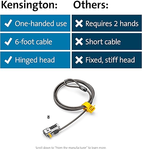 Miniatura 7 de Kensington ClickSafe® Candado combinado para laptop para ranura de seguridad en forma de cuña (K67936WW), color negro