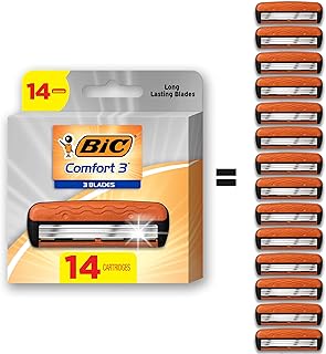 BIC Comfort 3 Refillable Refill Razor Cartridges, Three-Blade Disposable Razors for Men, Sensitive Skin Razor for a Comfor Price In India