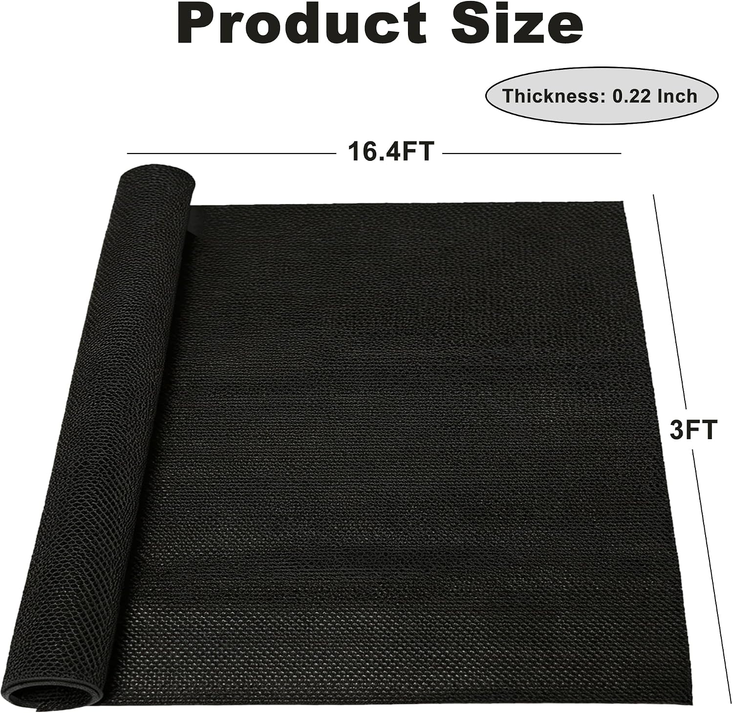 Commercial Drainage Non Slip Floor Matting Heavy Duty PVC Wet Area Water Drain Flooring Mat with Drain Holes for Wet or Slippery Areas,Indoor Outdoor Cushion (Black, 3FTX16.4FT)