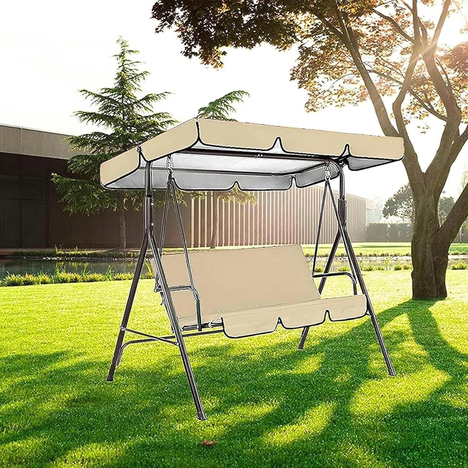 Swing Canopy Replacement, Canopy for Swing Seat 210D Waterproof+Sun Shade, Garden Swing Chair Canopy Top Cover for Outdoor