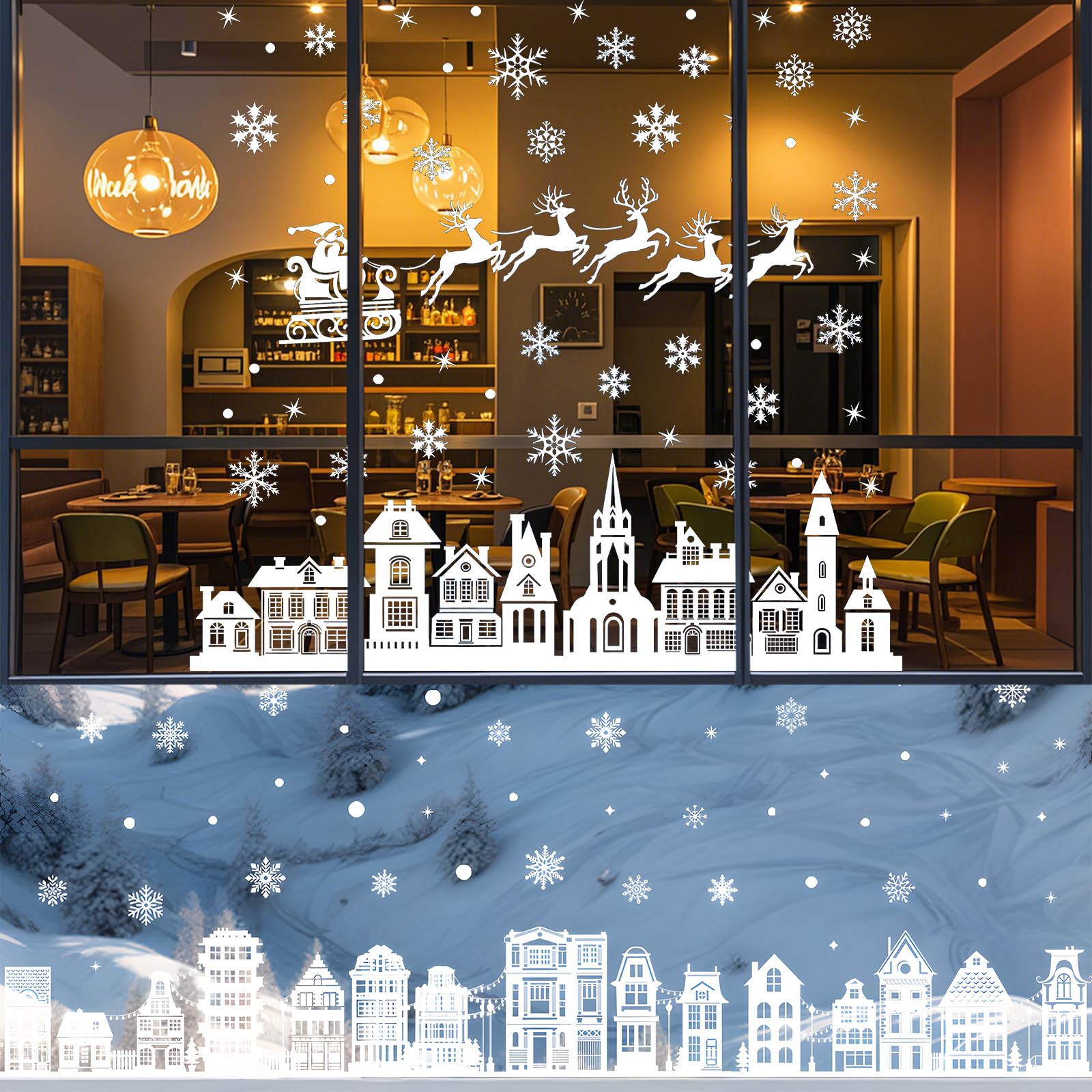 Uoxmiy 271pcs Christmas Window Stickers Window Clings Decals Xmas Double-Side Reusable Window Clings Decorations for Christmas Window Indoor Party Decorations