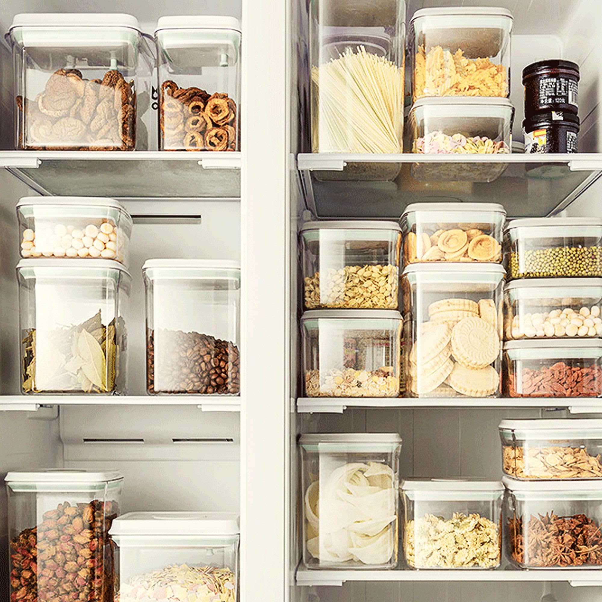 M2OUTLET - Juego de 8 botes de almacenamiento para alimentos, herméticamente cerrados (tamaño de los recipientes de 0,48 L, 2 de 0,85 L, 2 de 1,5 L, 1 de 2 L)