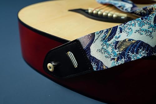 Miniatura 8 de QIELIZI La correa ajustable para guitarra incluye 2 cerraduras de correa, 2 púas a juego, 1 soporte para púas y 1 botón de correa de cuero.