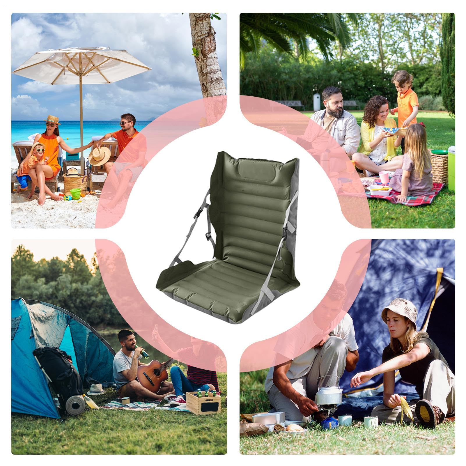 Cuscino Gonfiabile da Viaggio e Sedia Cuscino Portatile per Sedia con | Cuscino Gonfiabile per Stadio per Escursionismo Trekking Spiaggia Sport Stadio Campeggio Pesca Viaggio Outd