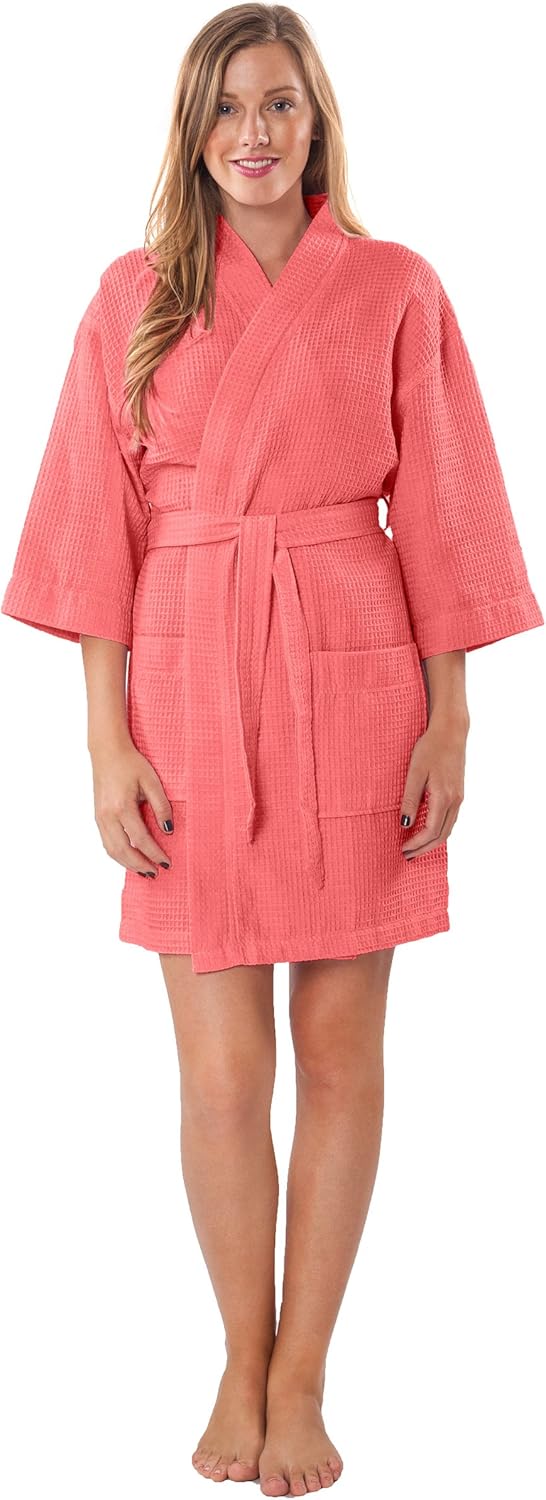 Turquaz Lightweight Short Robes For Women Waffle Kimono Bathrobe - Soft, Fast-Drying, Long-Lasting Cotton Blend - Image 2