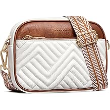 Quilted Crossbody Bags for Women Vegan Leather Purses Small Shoulder Handbags with Wide Strap