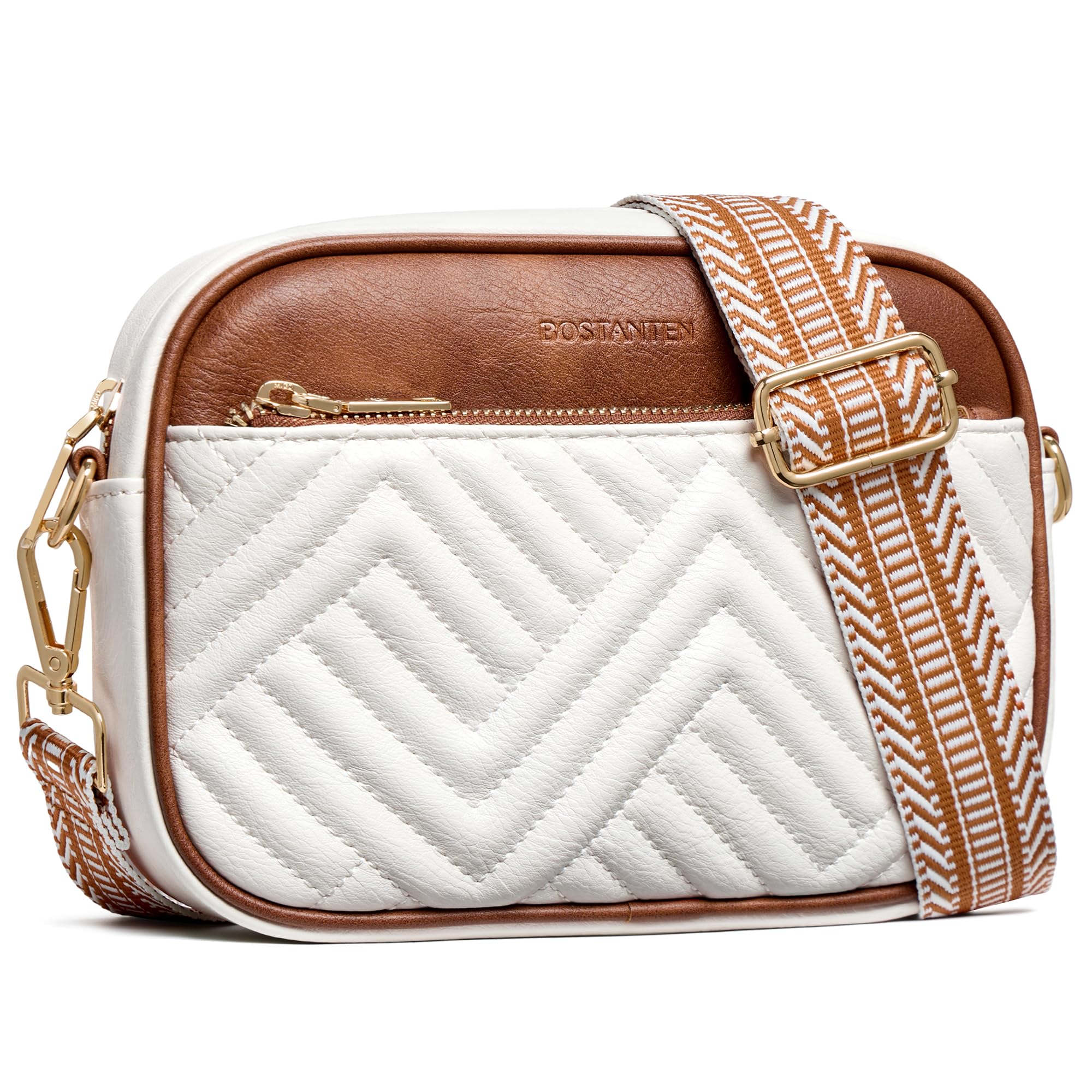 Quilted Crossbody Bags for Women Vegan Leather Purses Small Shoulder Handbags with Wide Strap